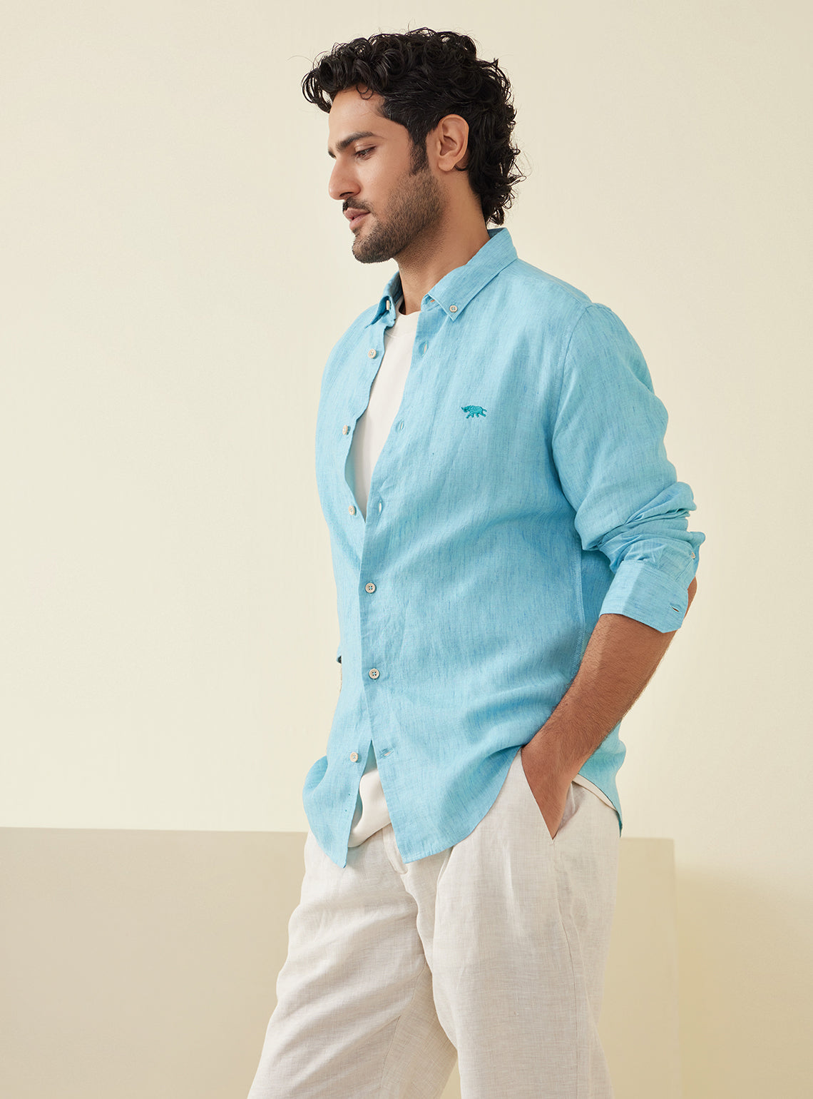 Azure European Linen Shirt