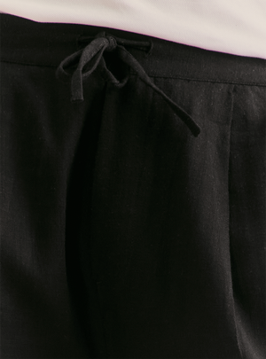 Midnight Black Cotton Straight Shorts