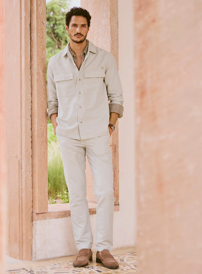 Khaki Zorba Cotton Linen Stripe Jacket