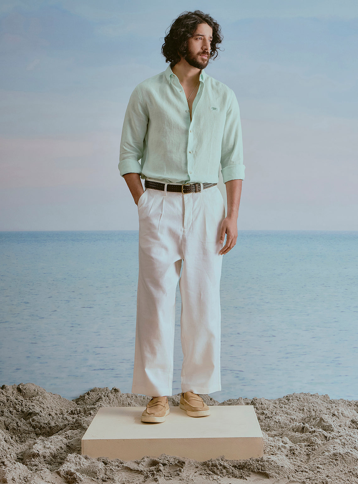 Lagoon Teal Linen Shirt