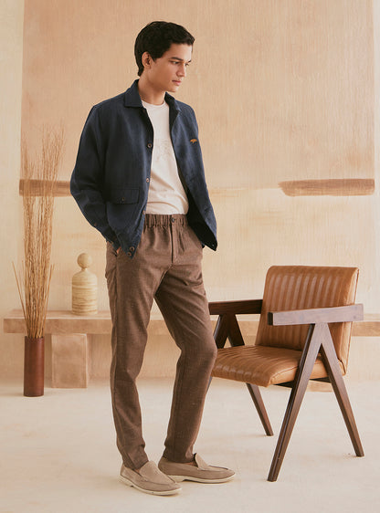 Jasper Navy Linen Bomber