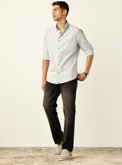 Timeless Stone Grey Cotton Oxford Shirt