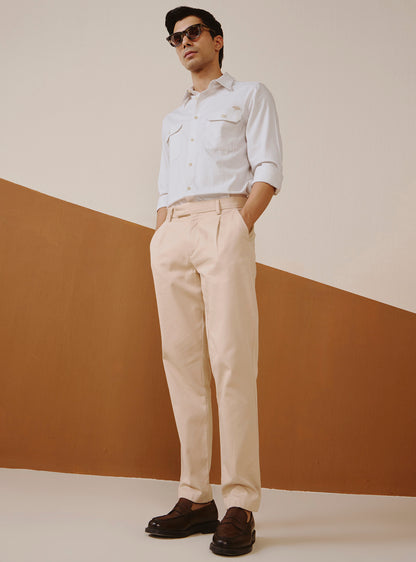 Alto Off-White Cotton Lycra Melange Shirt