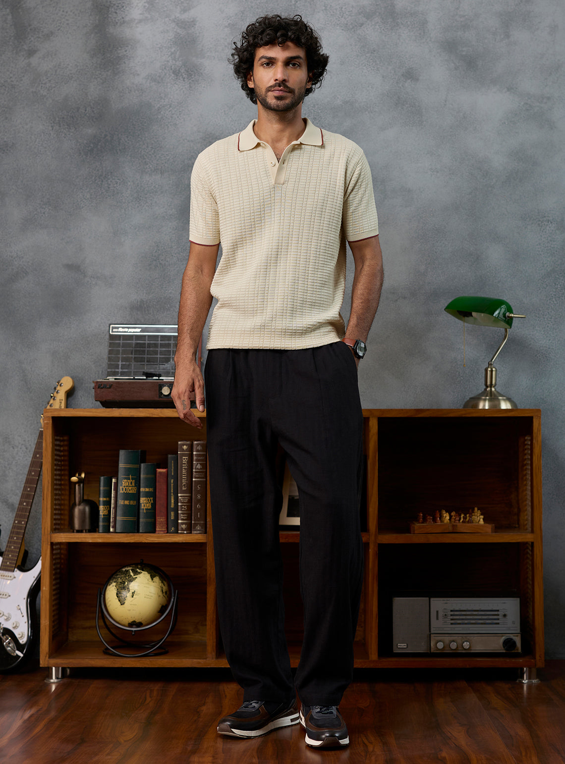 After Hours Off-White Textured Polo