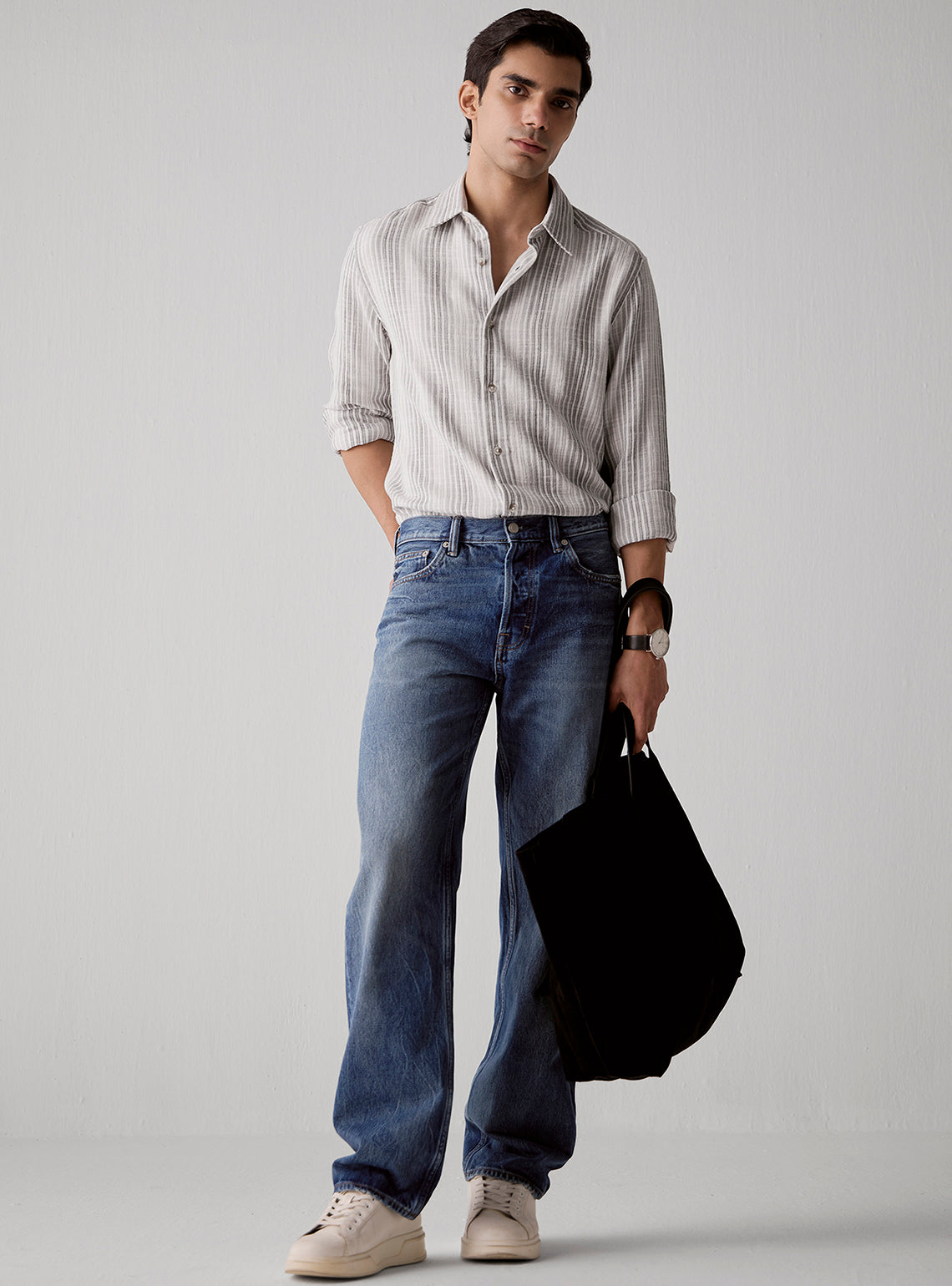 Ash Grey Cotton Dobby Shirt