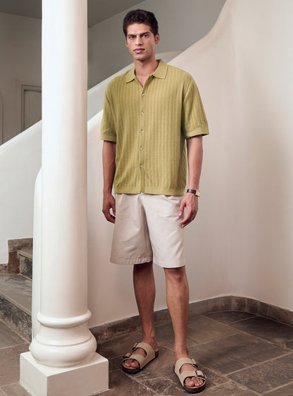 Yuma Olive Cotton Pointelle Shirt