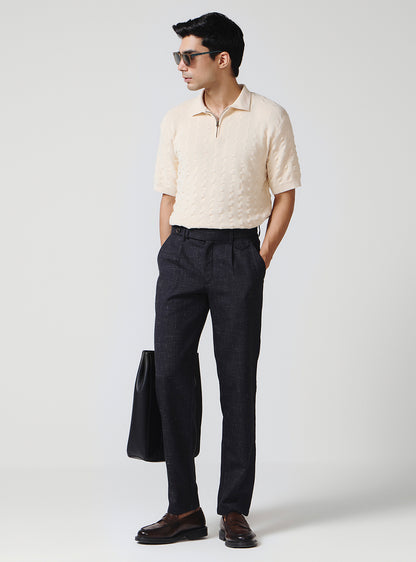 Vulcan Navy Wool Blend Trousers