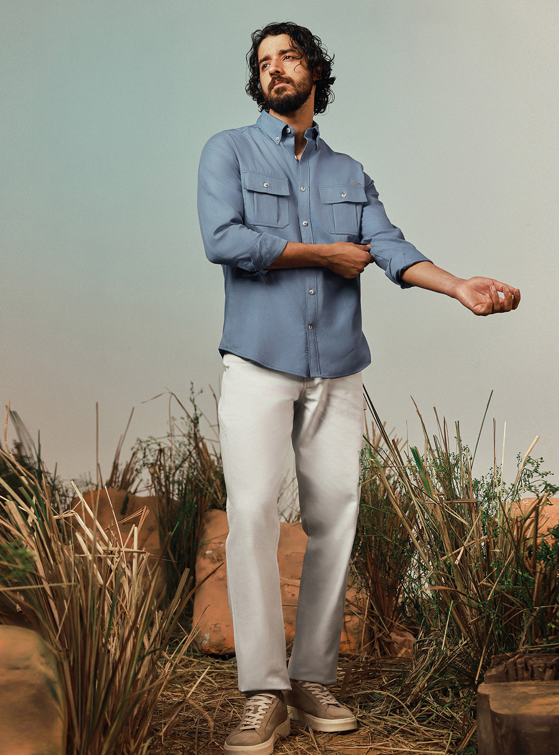 Coastal Blue Cotton Twill Shirt