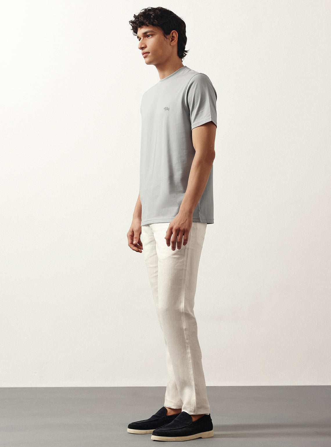 Silver Grey Cotton Crew