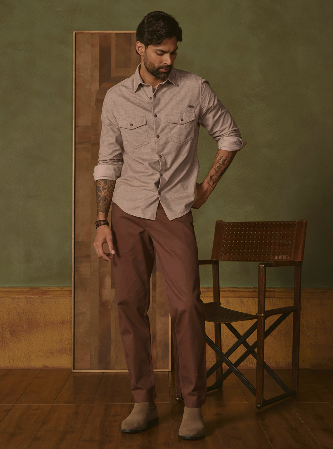 Sandstone Khaki Cotton Corduroy Shirt