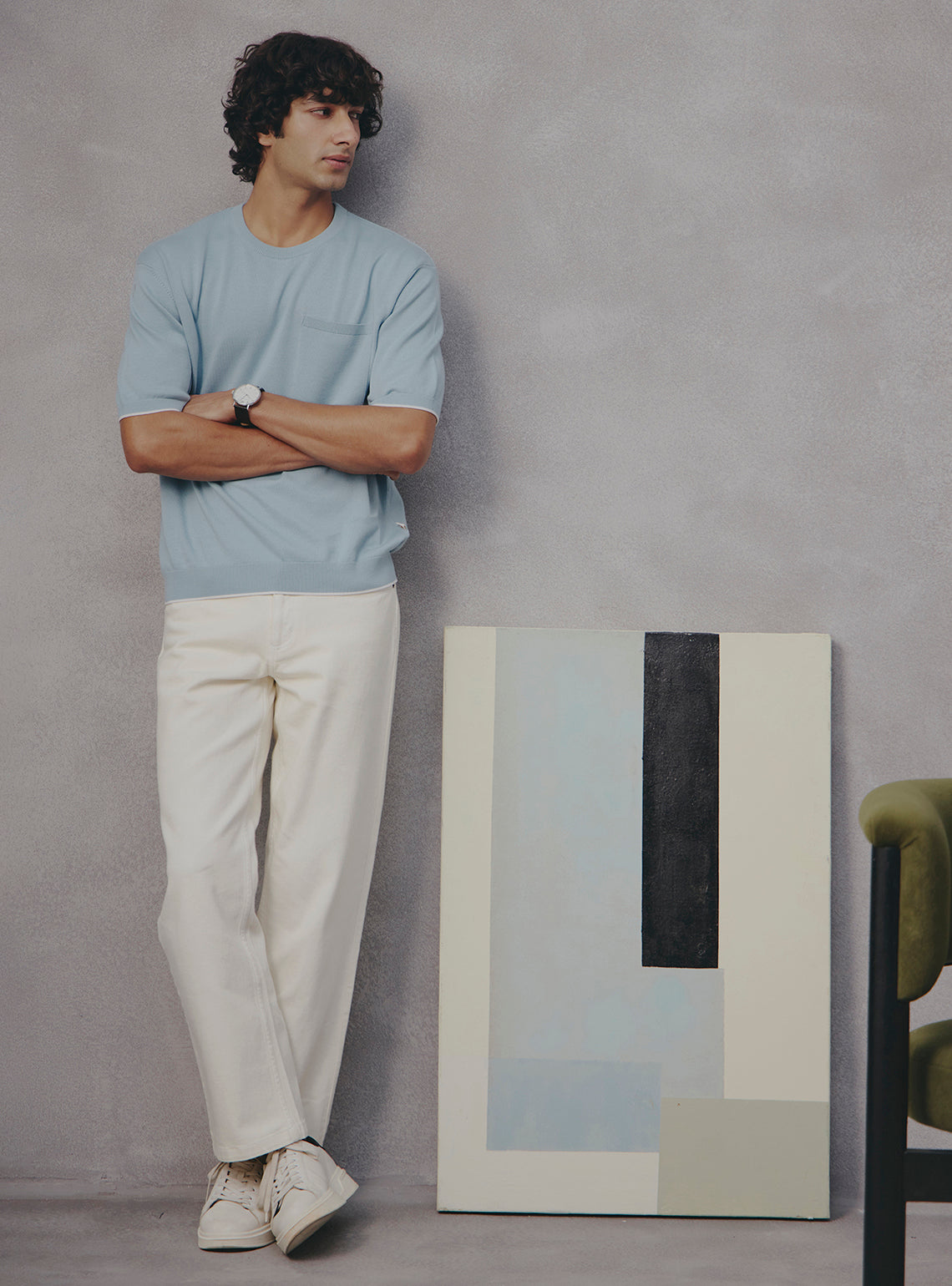Lagoon Blue Cotton Crewneck