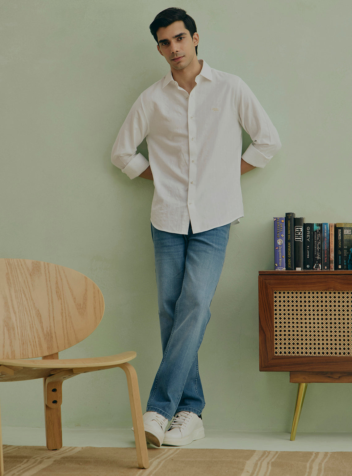 Viola White Cotton Dobby Shirt
