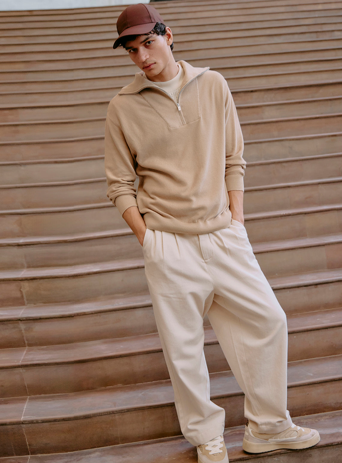 Almond Khaki Cotton Pullover