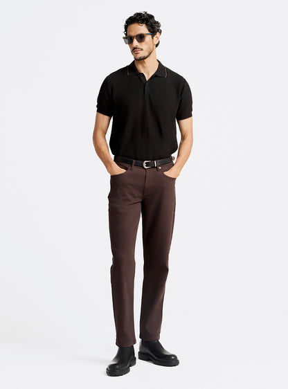 Cocoa Brown Cotton Blend Jeans