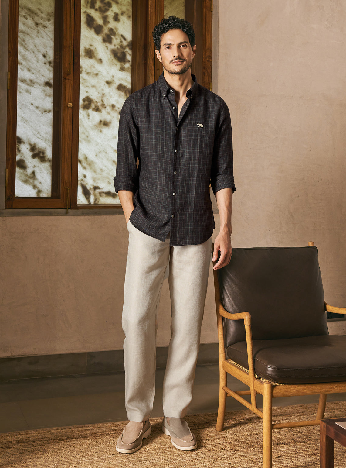 Matrix Grey Check Linen Shirt