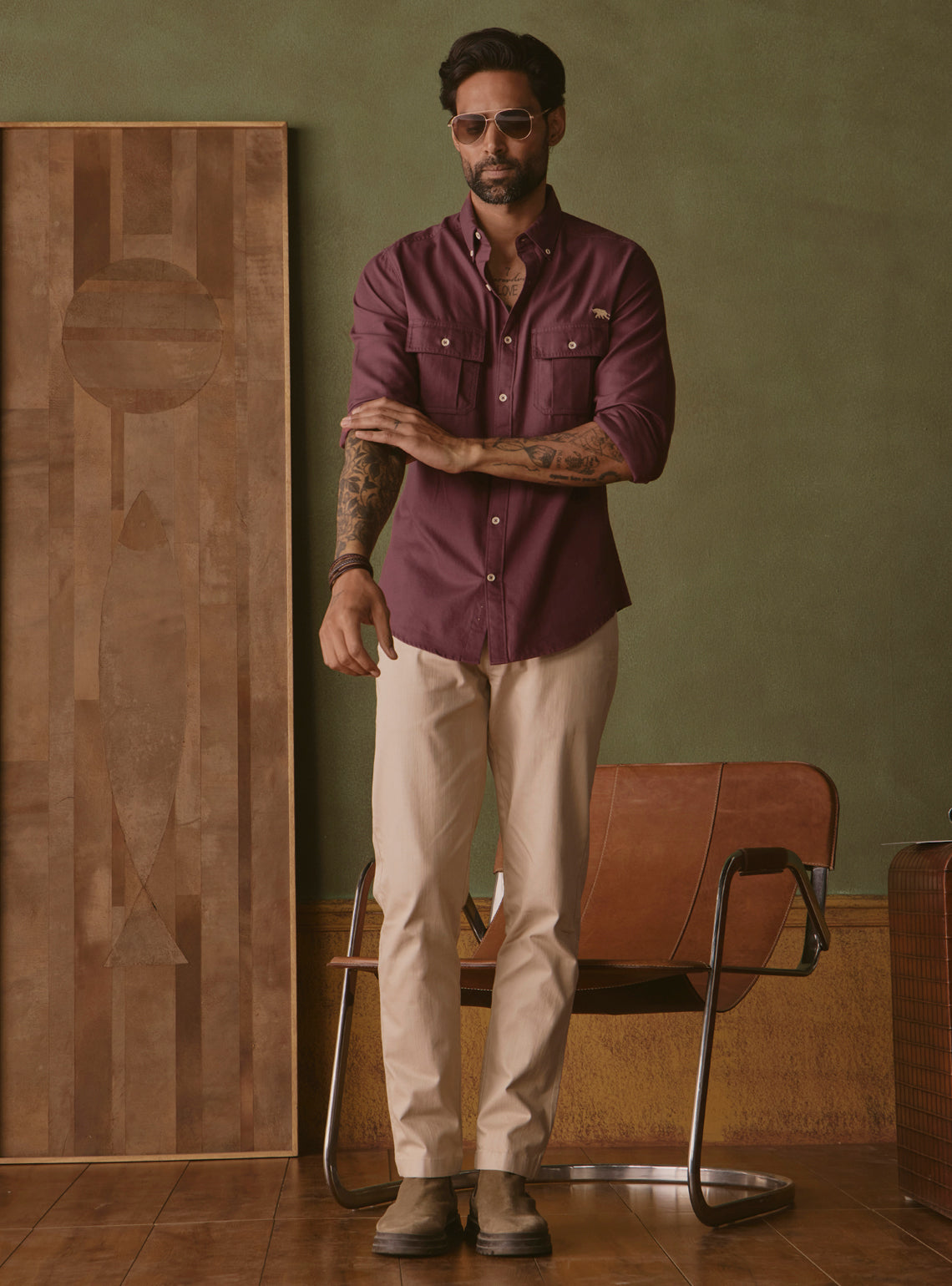 Cinder Burgundy Explorer Cotton Shirt