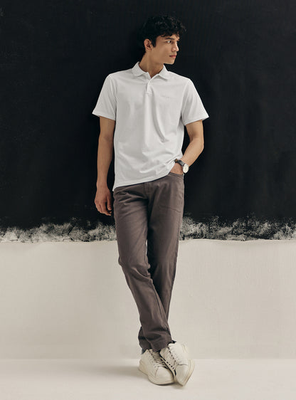 Pure White Compact Cotton Polo