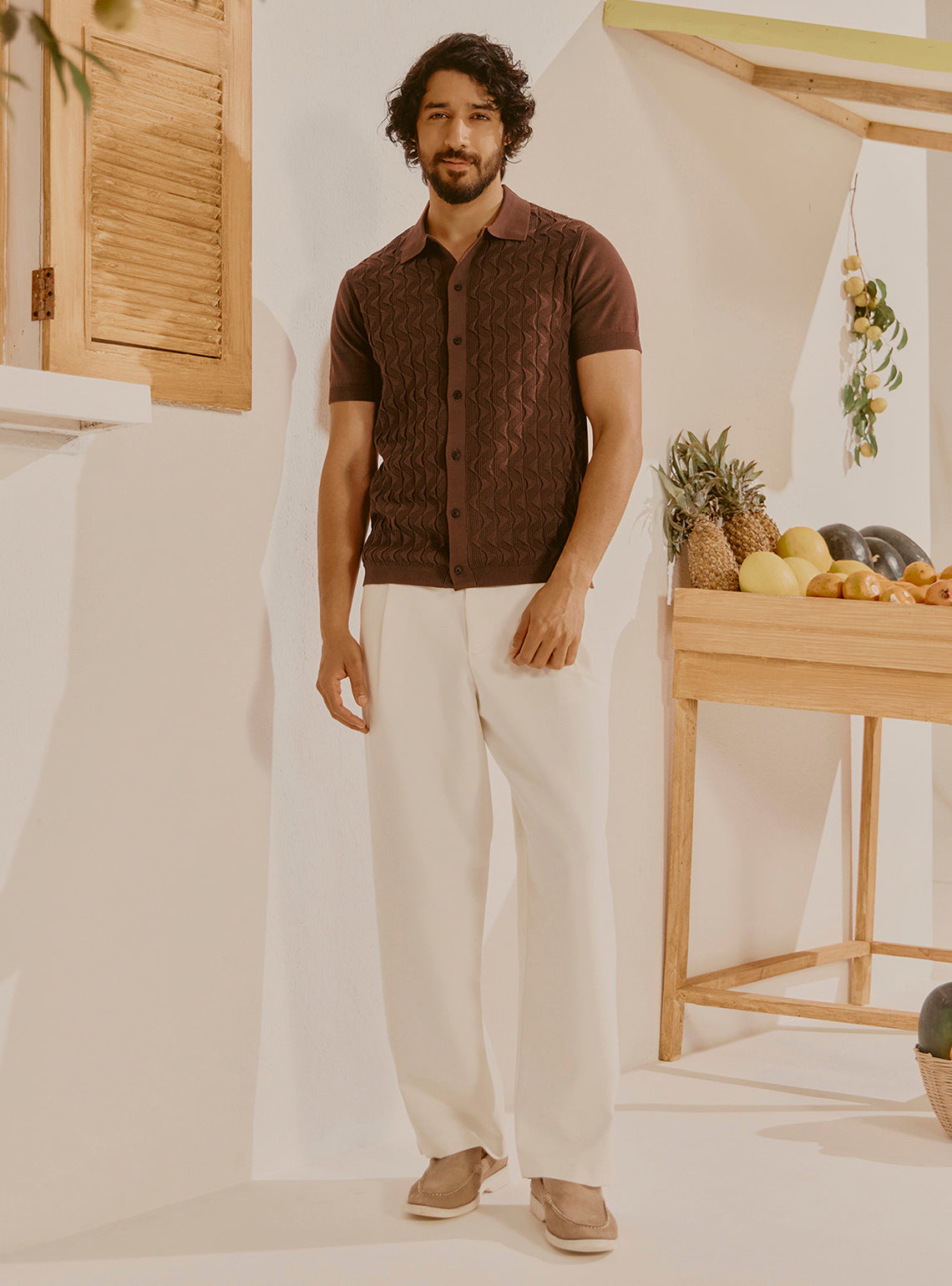 Nice Brown Cotton Knit Shirt