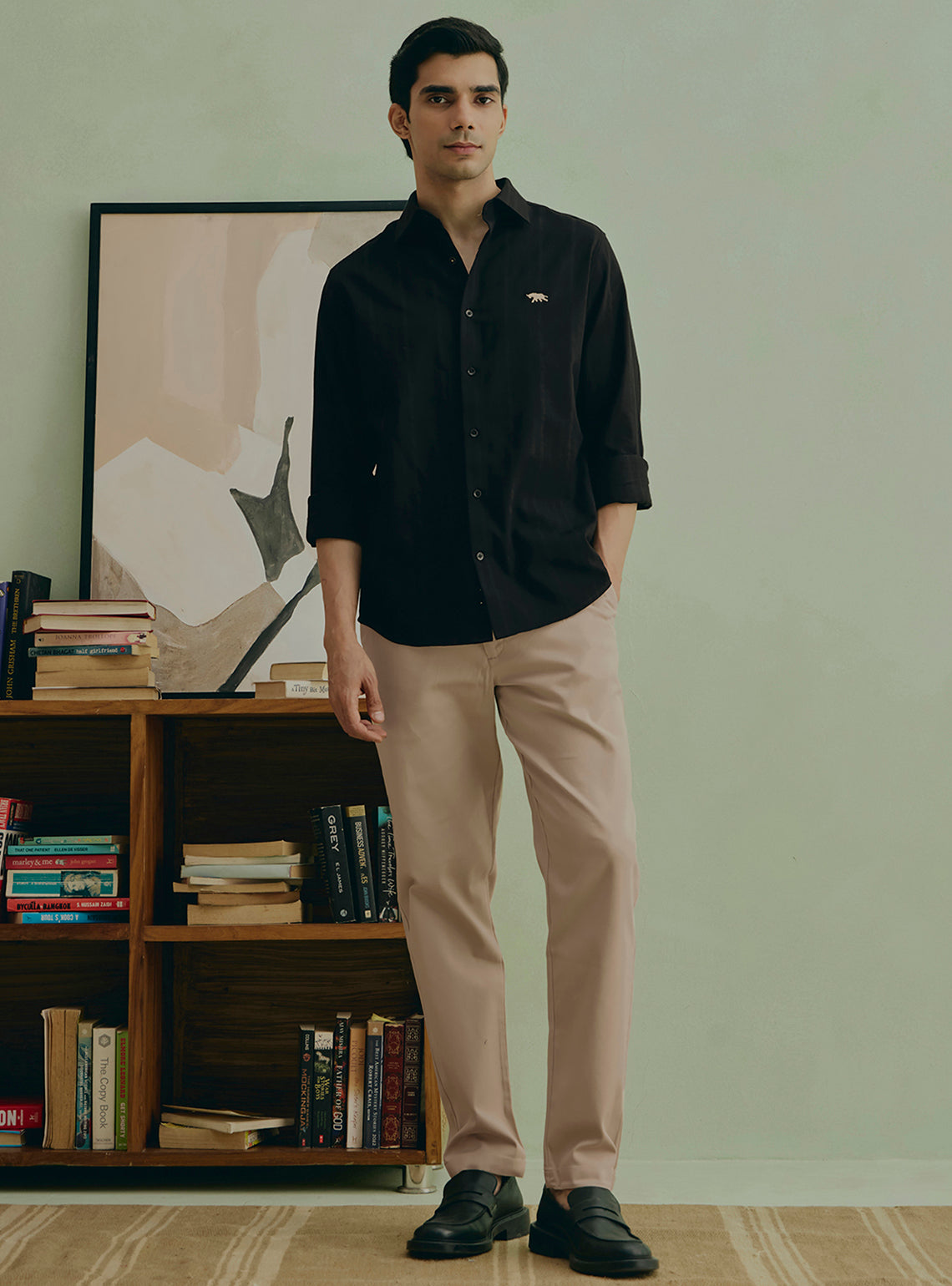 Peppercorn Black Cotton Dobby Shirt