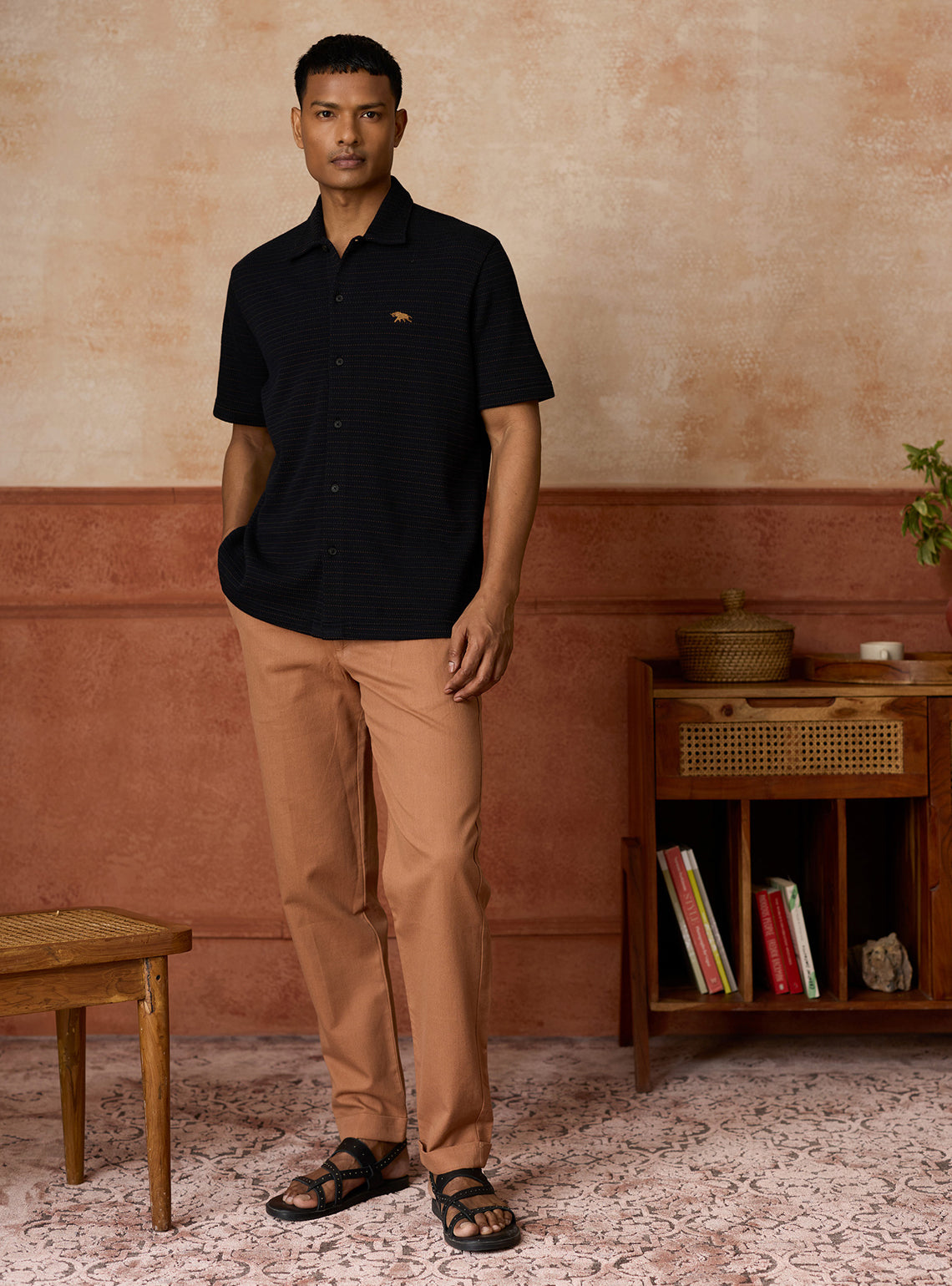 Noir Black Cotton Knit Shirt