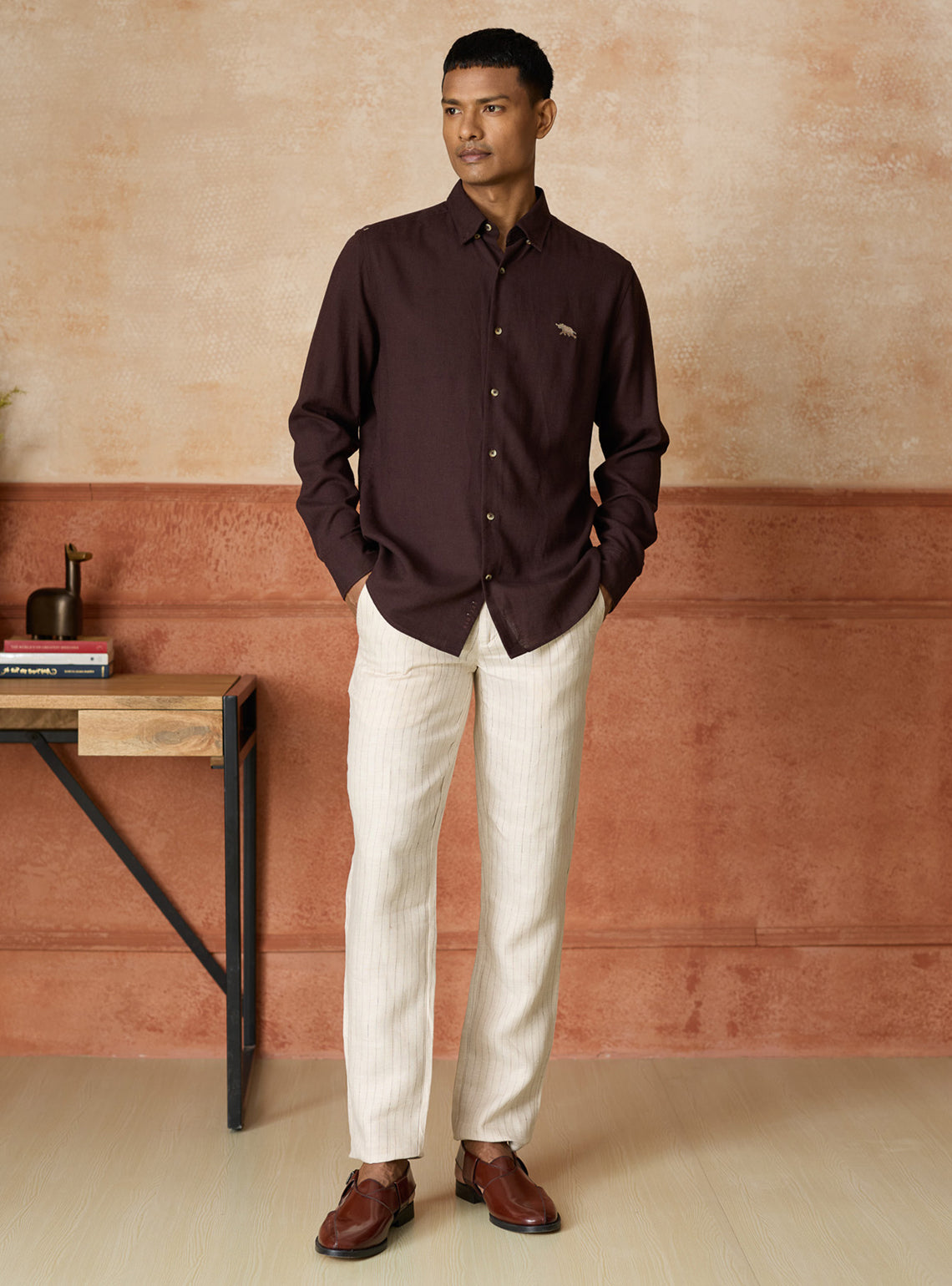 Drift Brown Lyocell Linen Shirt
