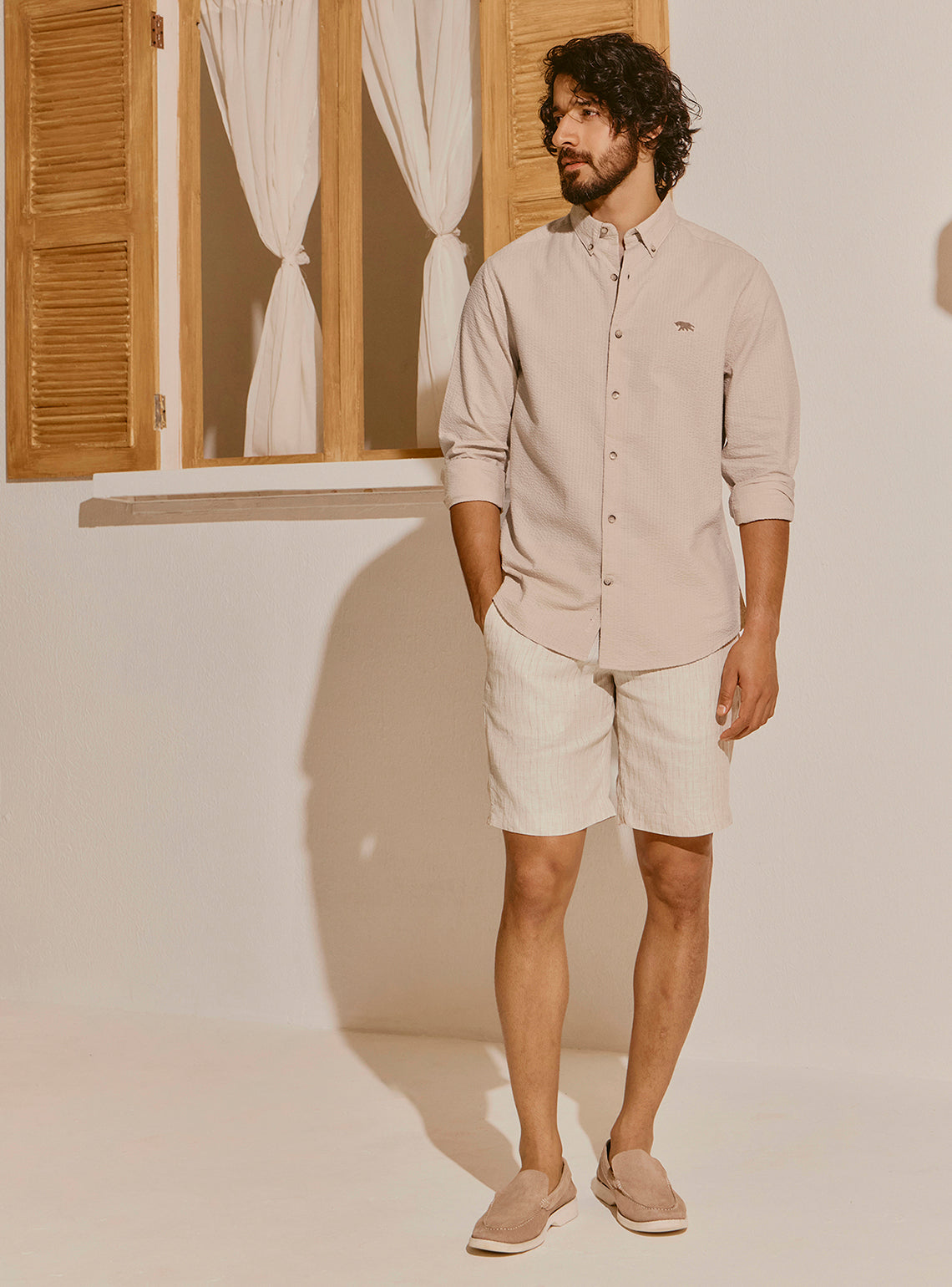 Tropea Beige Seersucker Shirt