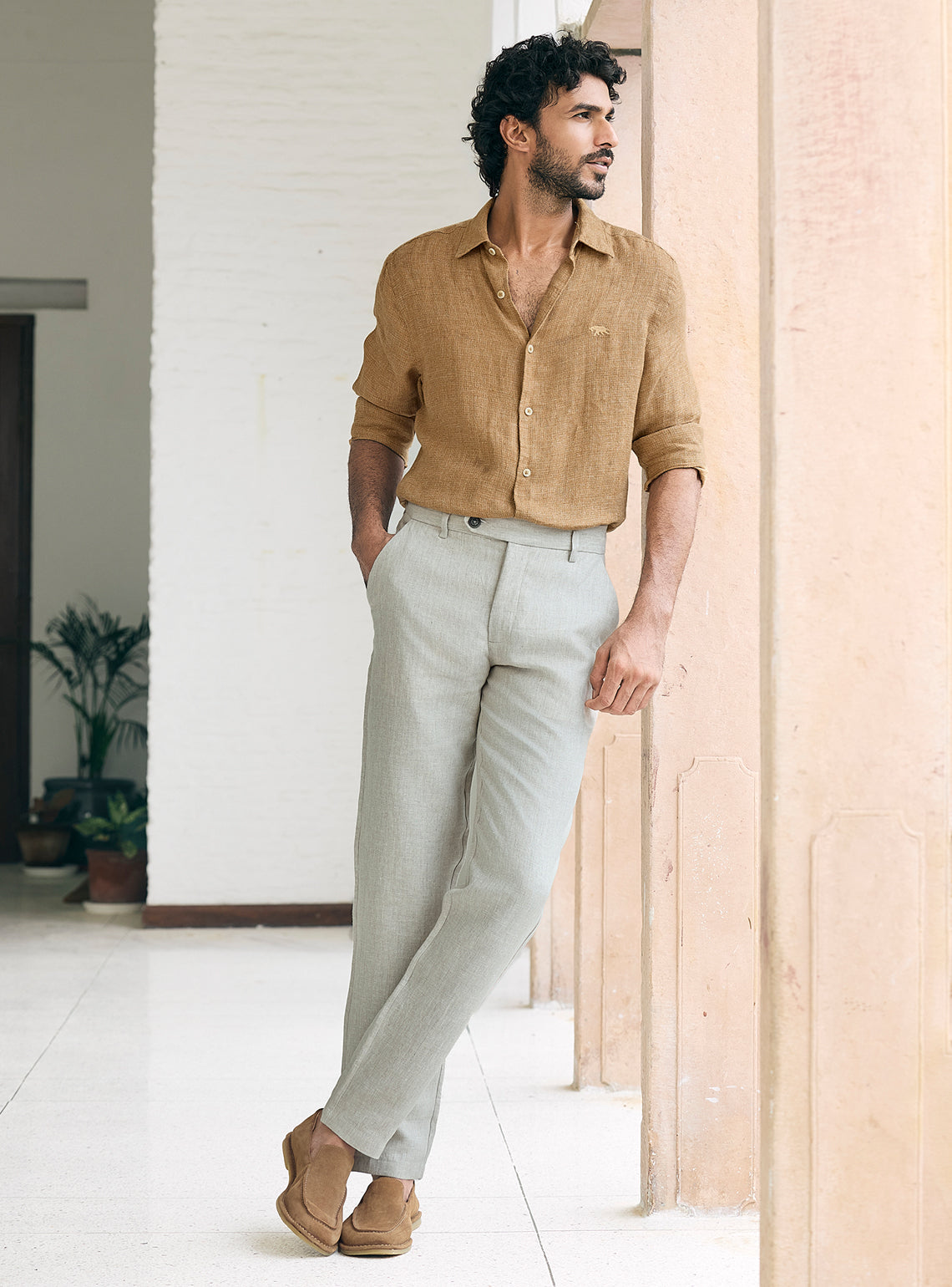 Copper Brown European Linen Shirt