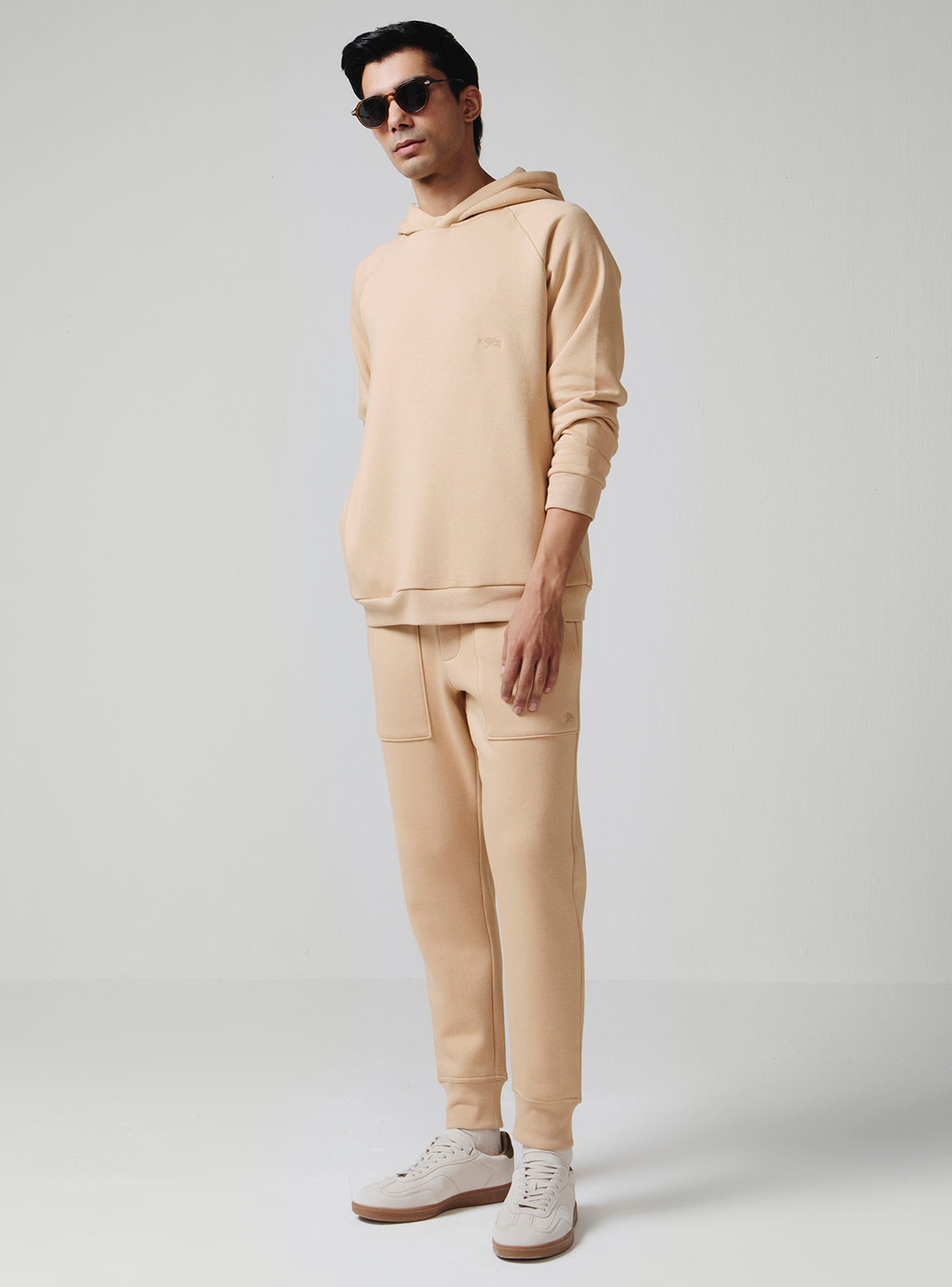 French Khaki Cotton Poly Joggers