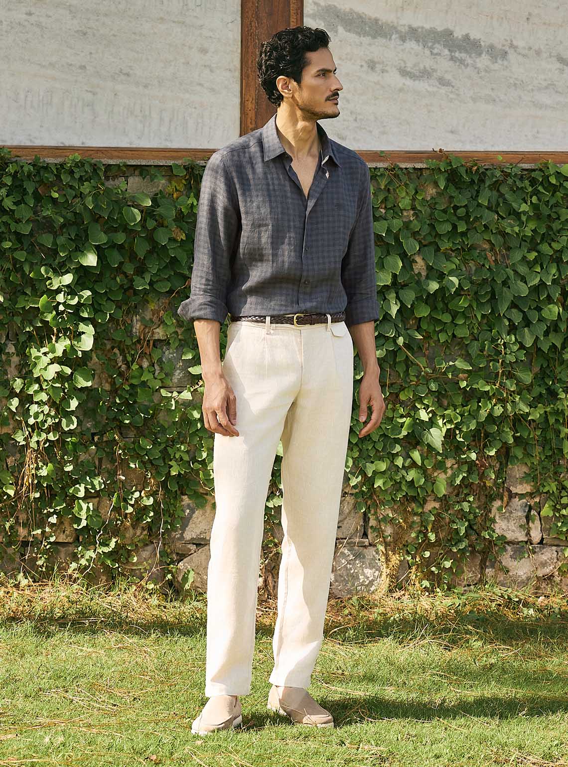 Tartan Black European Linen Check Shirt