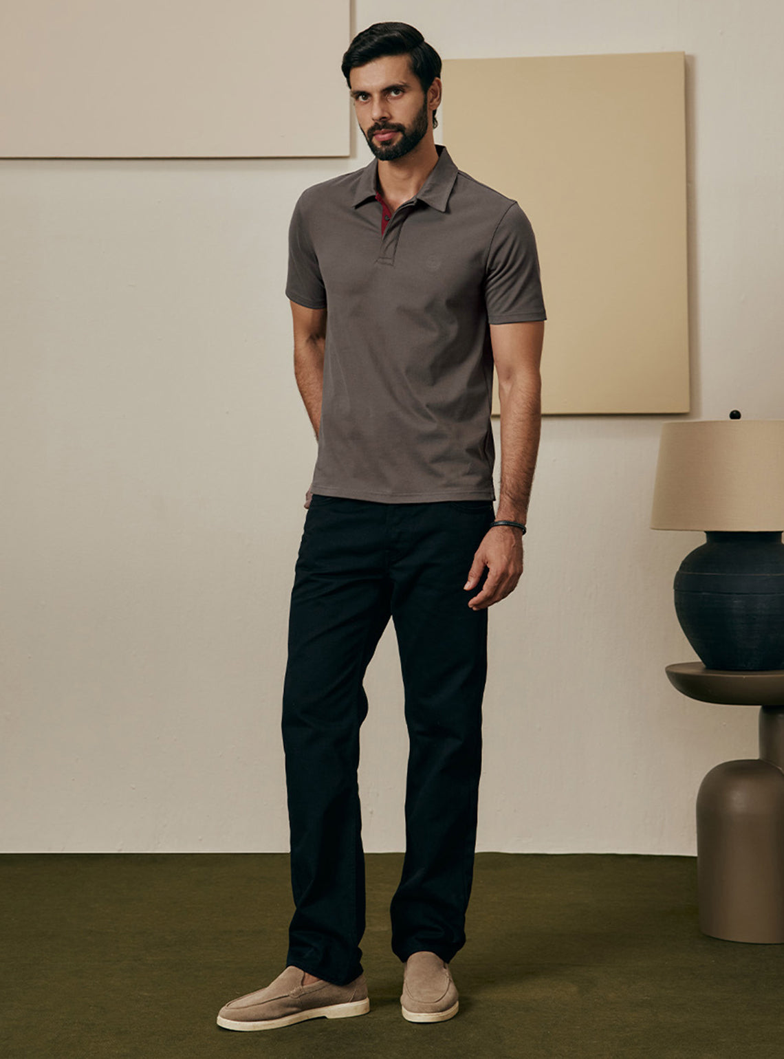 Woodland Olive Cotton Stretch Pique Polo
