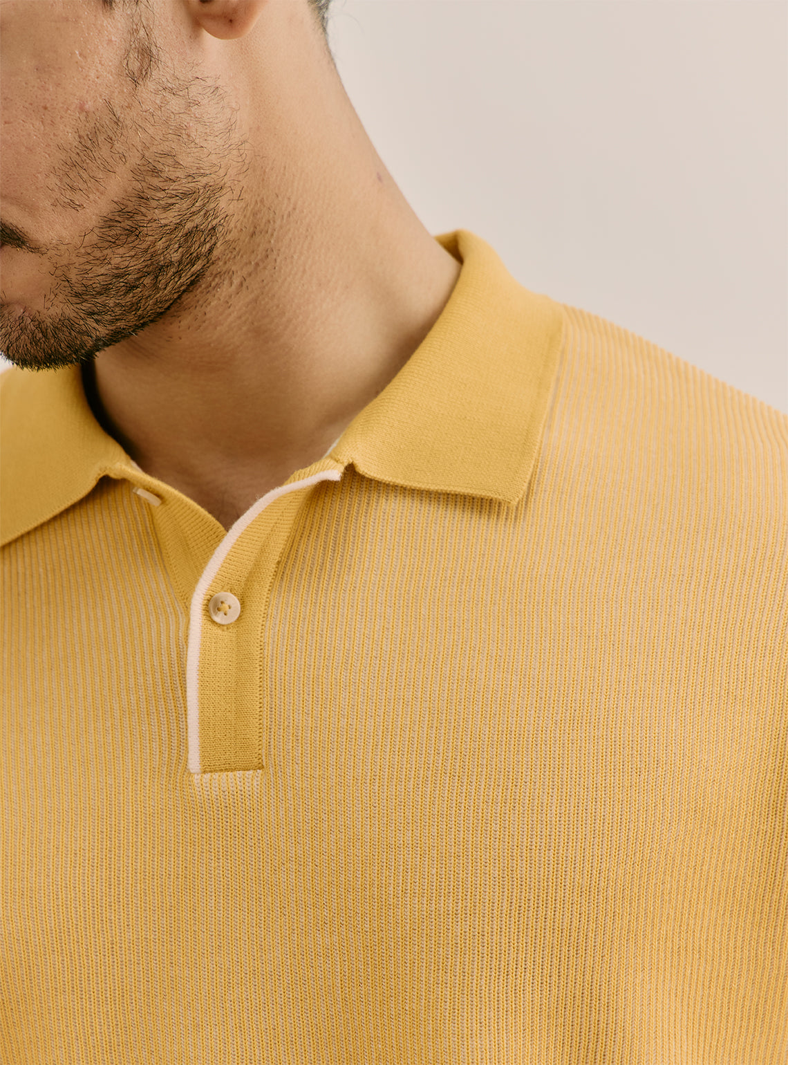 Solctice Yellow Cotton Structured Knit Polo