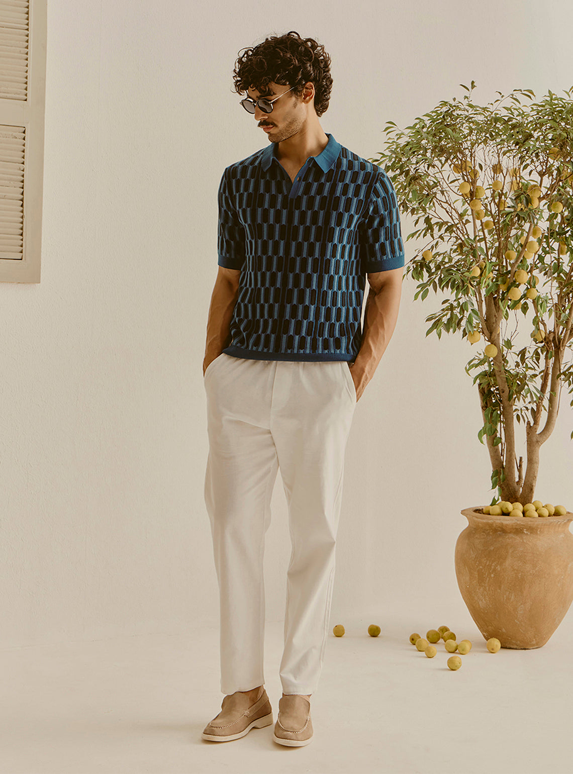 Naxos Navy Cotton Knit Polo