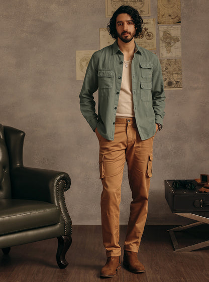 Lunar Olive Cotton Canvas Overshirt