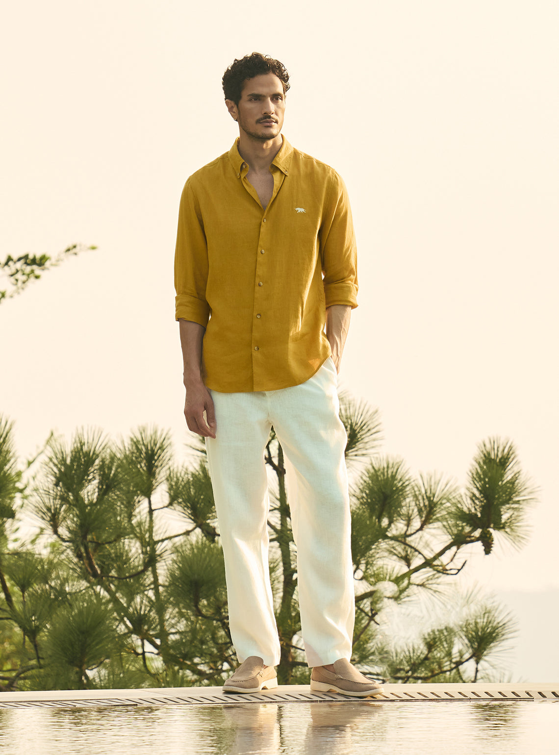 Honey Mustard European Linen Shirt