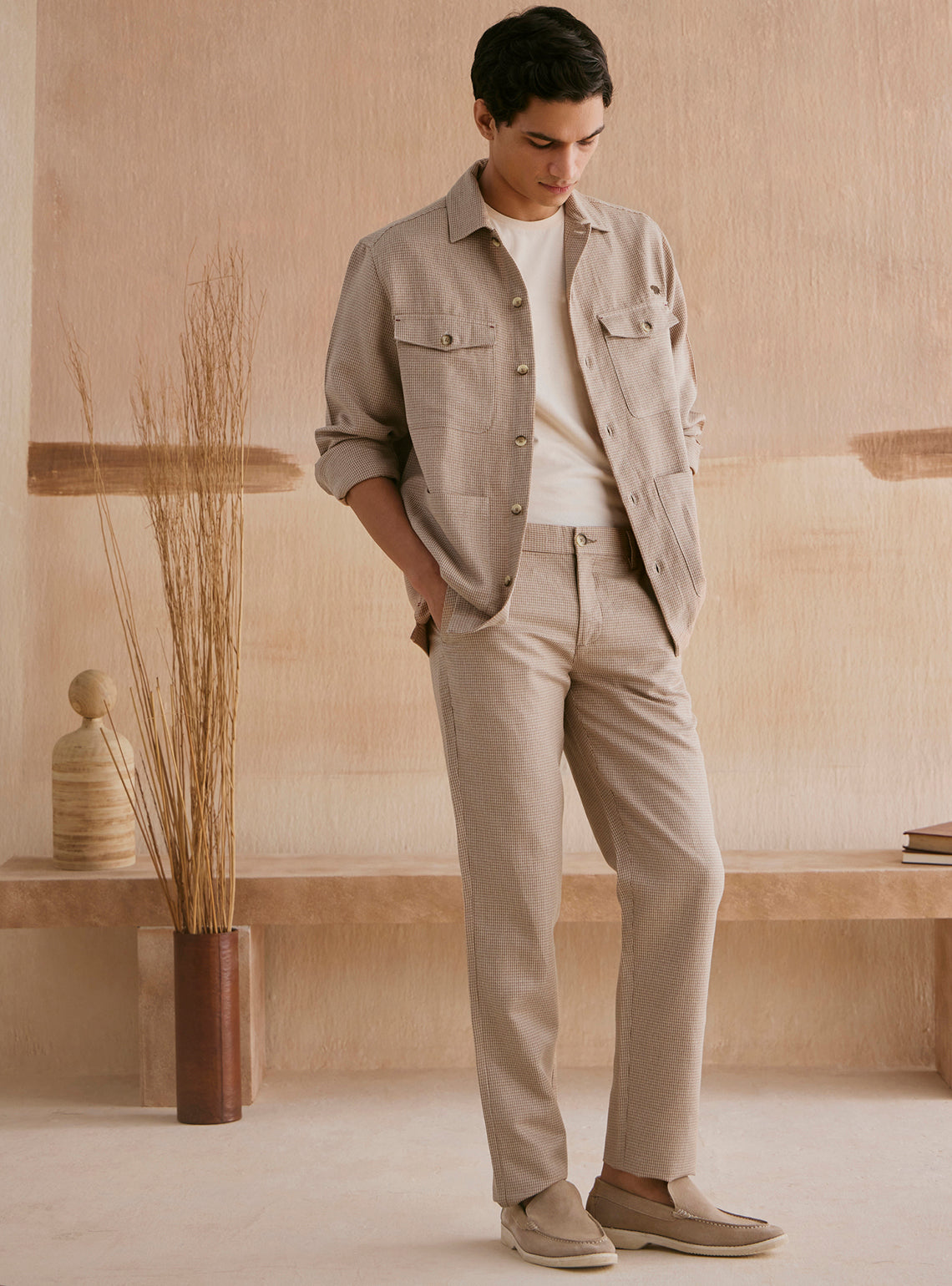 Napa Khaki Cotton Linen Trousers