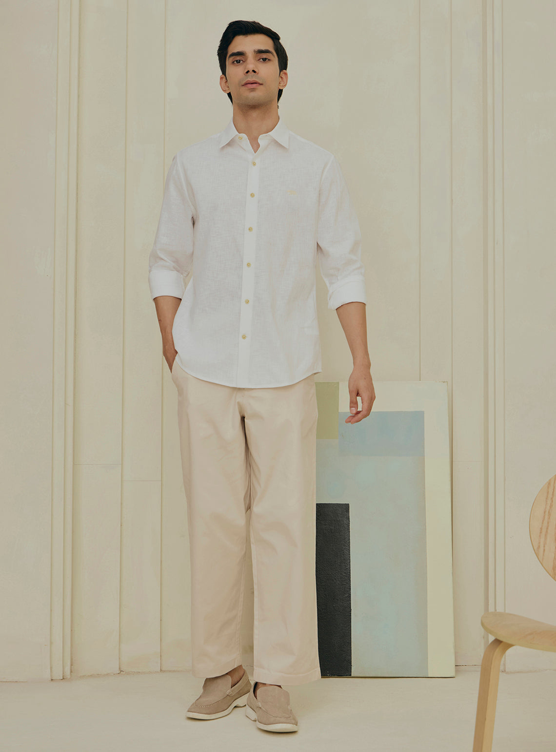 Jasmine White Cotton Slub Shirt