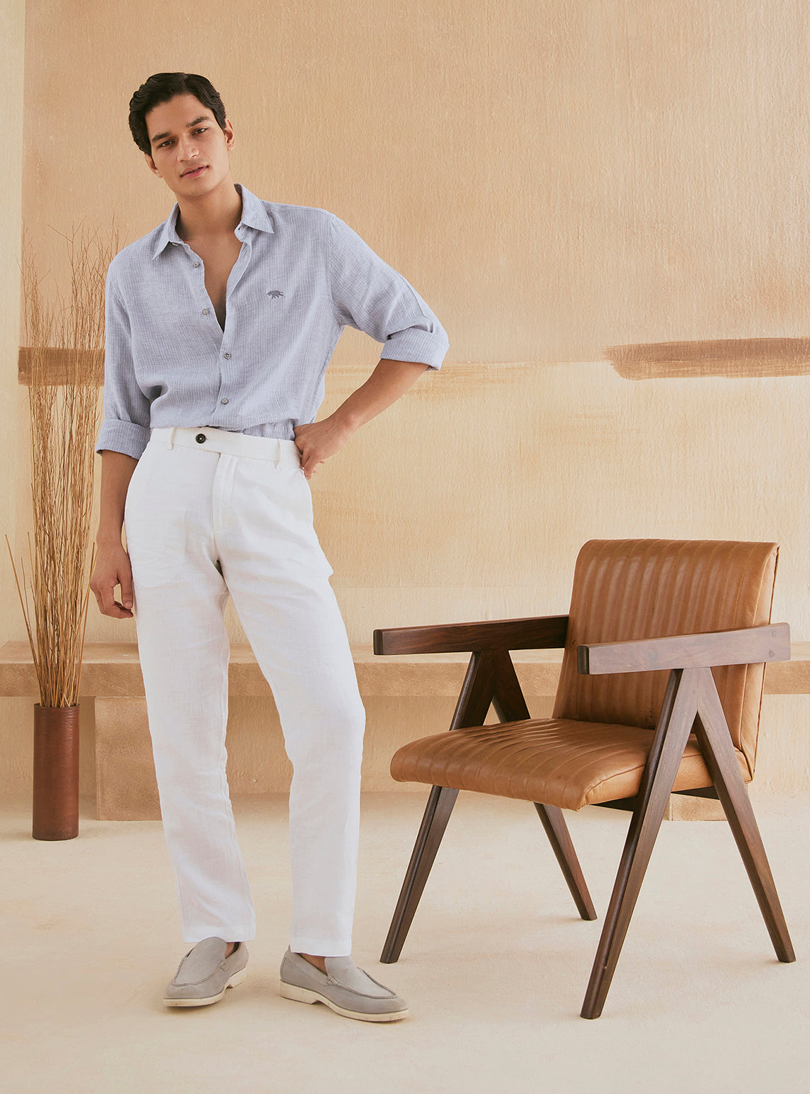 Lavender Grey Stripe Linen Shirt