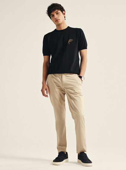 Midnight Black Cotton Crew Tee