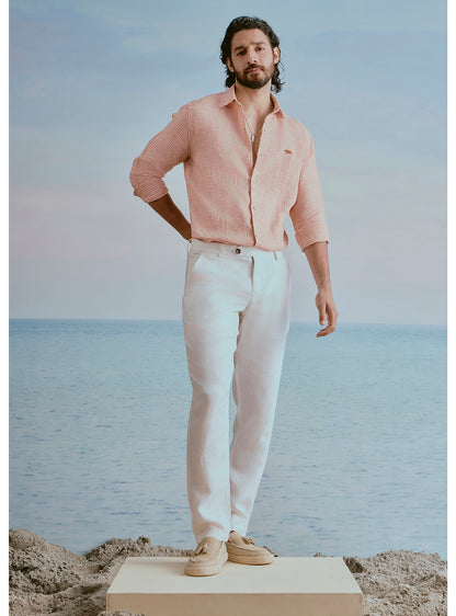 Dune Orange Linen Check Shirt