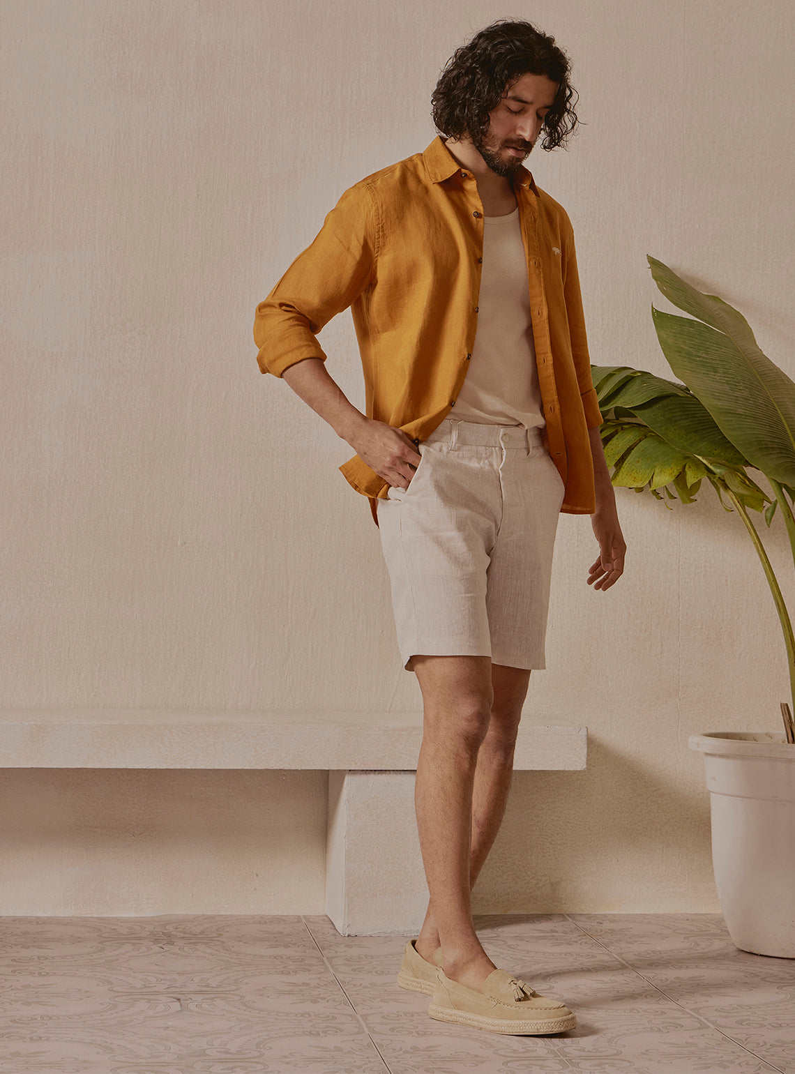 Amber Mustard Linen Shirt