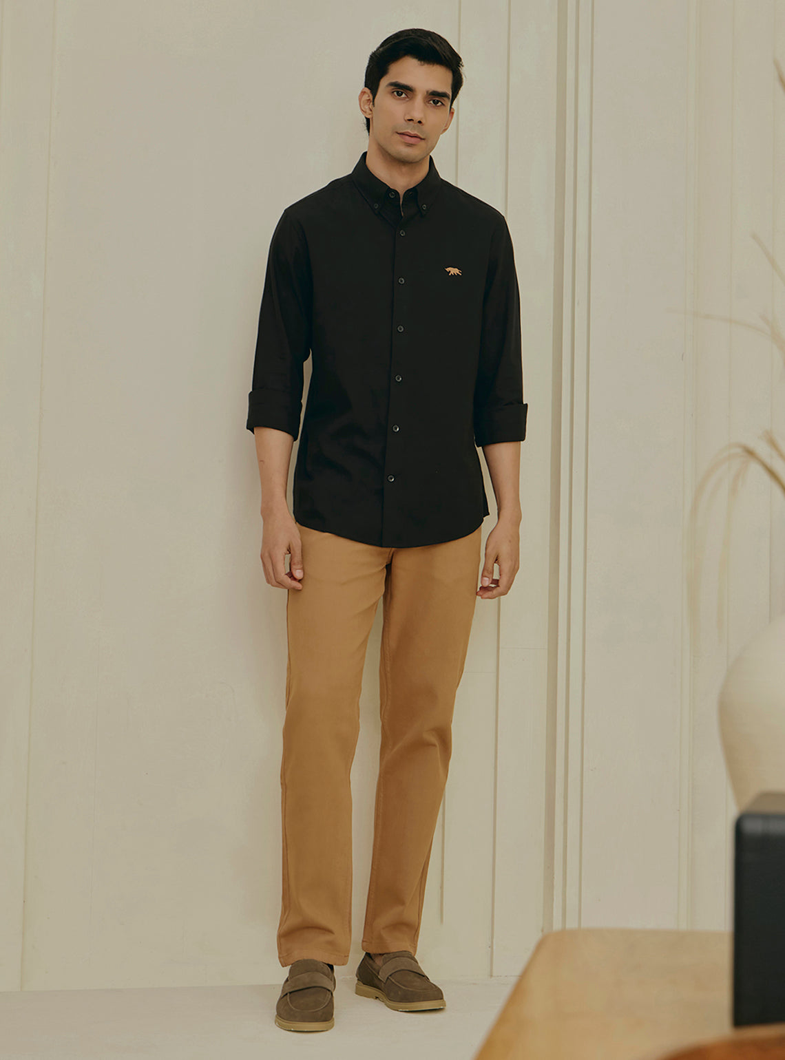 Molasses Black Cotton Shirt