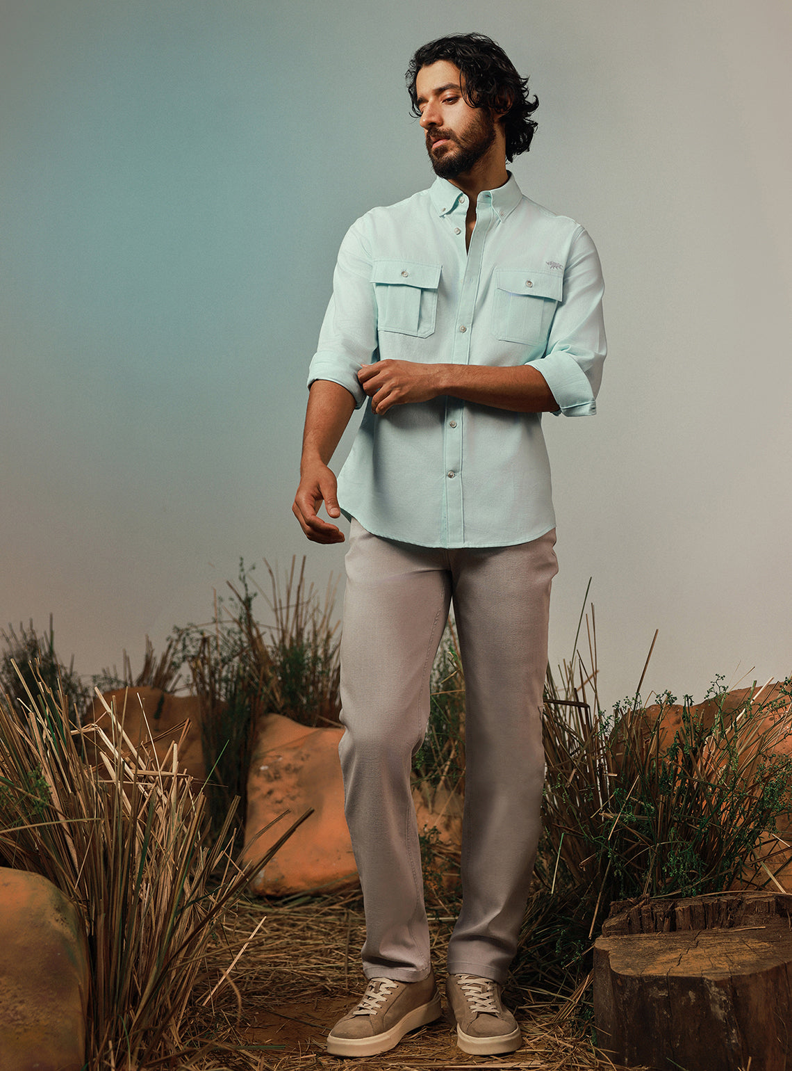 Glacier Green Cotton Twill Shirt