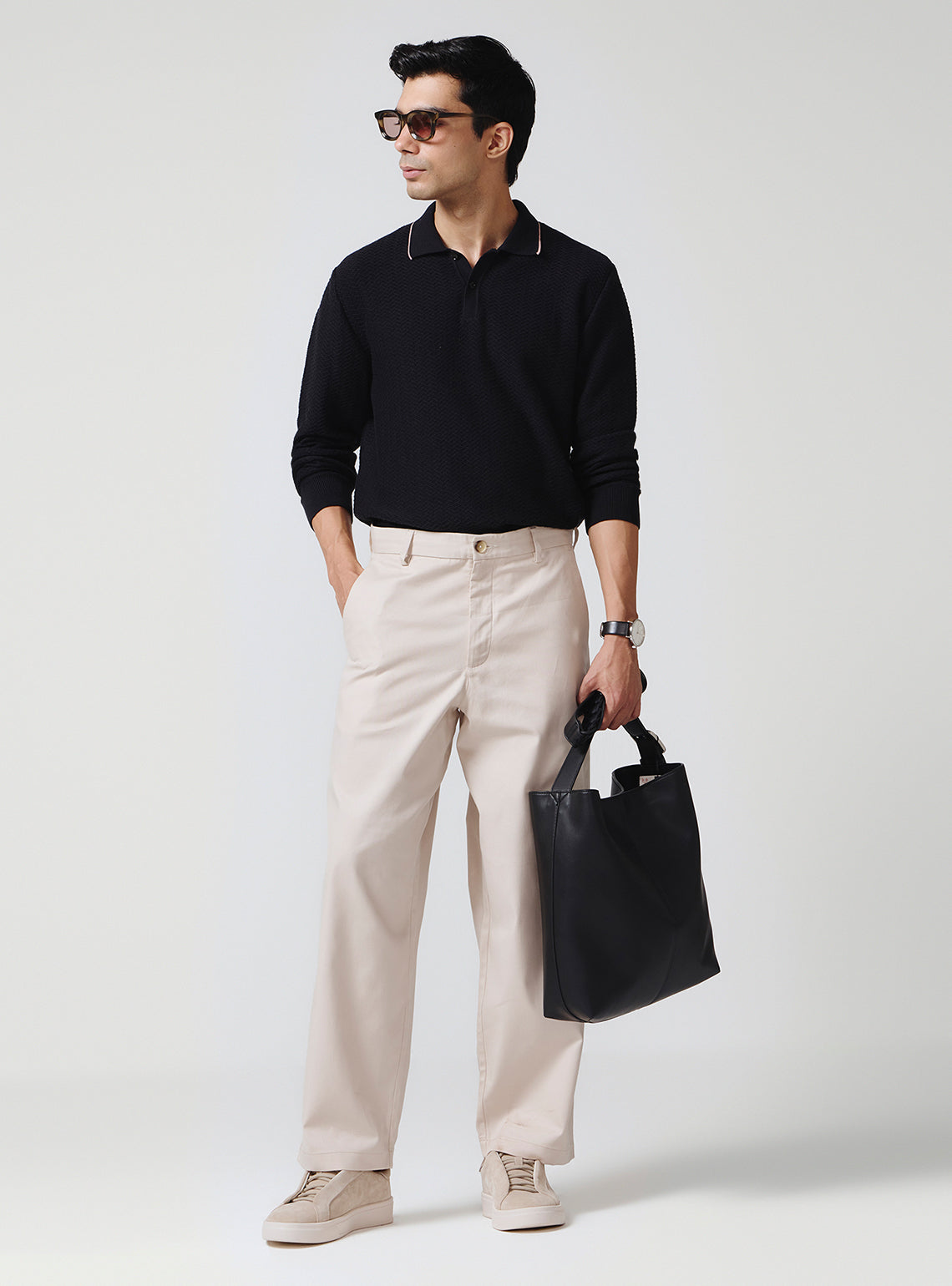 Martini Beige Cotton Blend Trousers