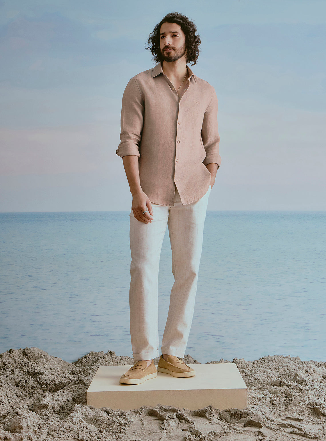 Silt Brown Linen Dobby Shirt