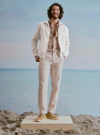 Cloud Off White Linen Bomber