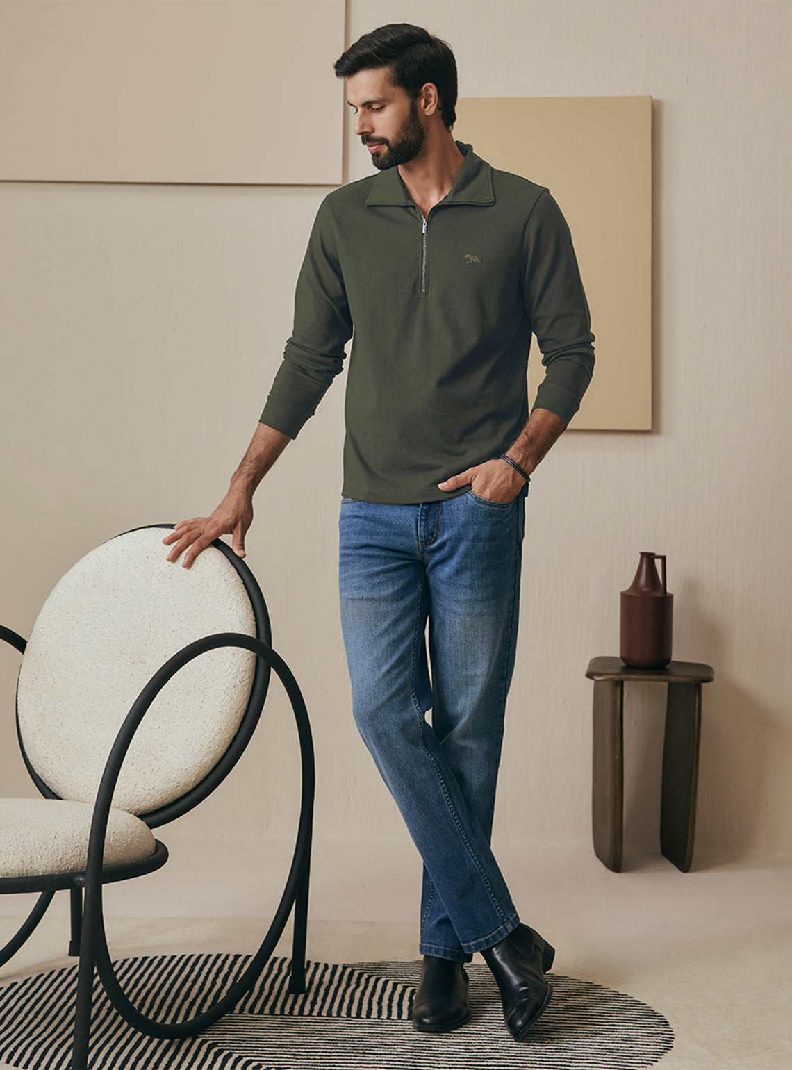 Earthy Olive Cotton Sweatshirt