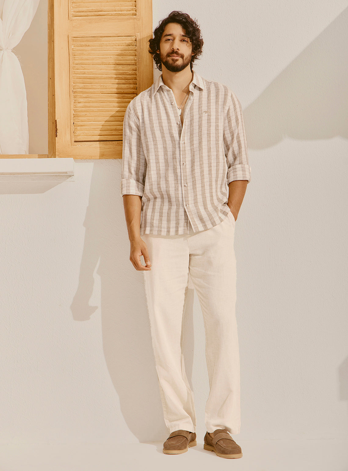 Palermo Khaki Cotton Blend Shirt