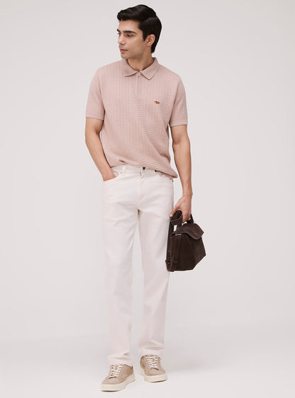 Stone Beige Cotton Knit Polo