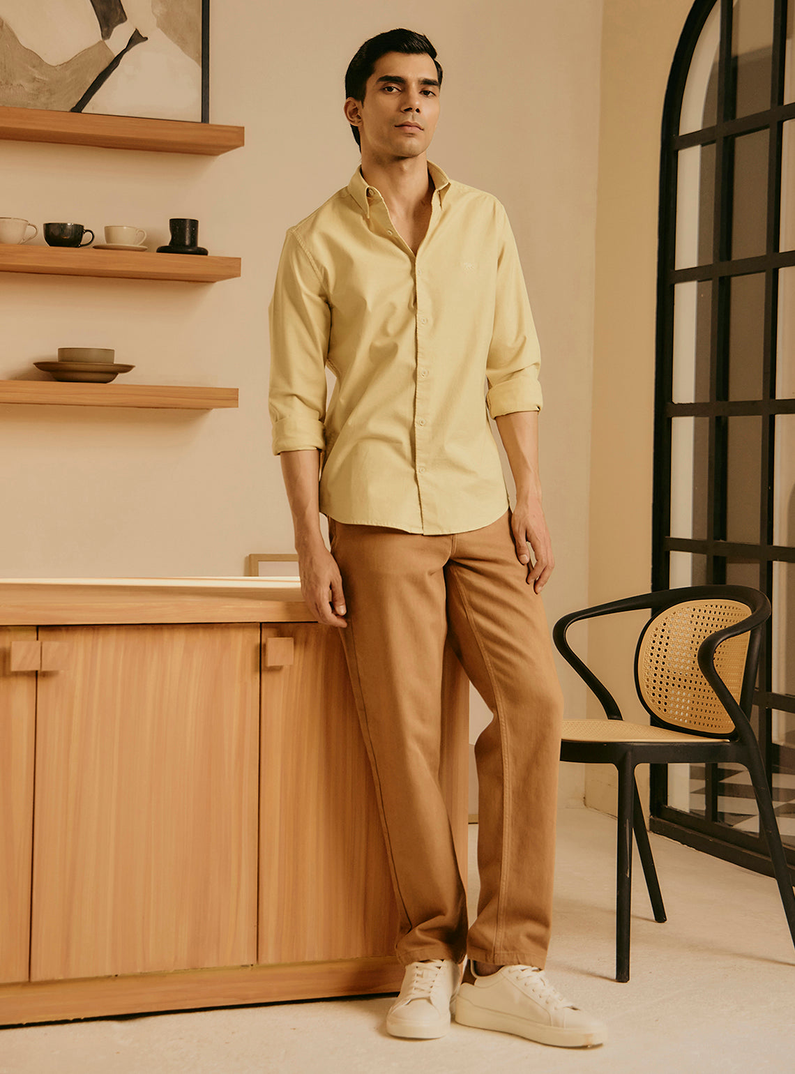 Buttercup Yellow Cotton Stretch Oxford Shirt