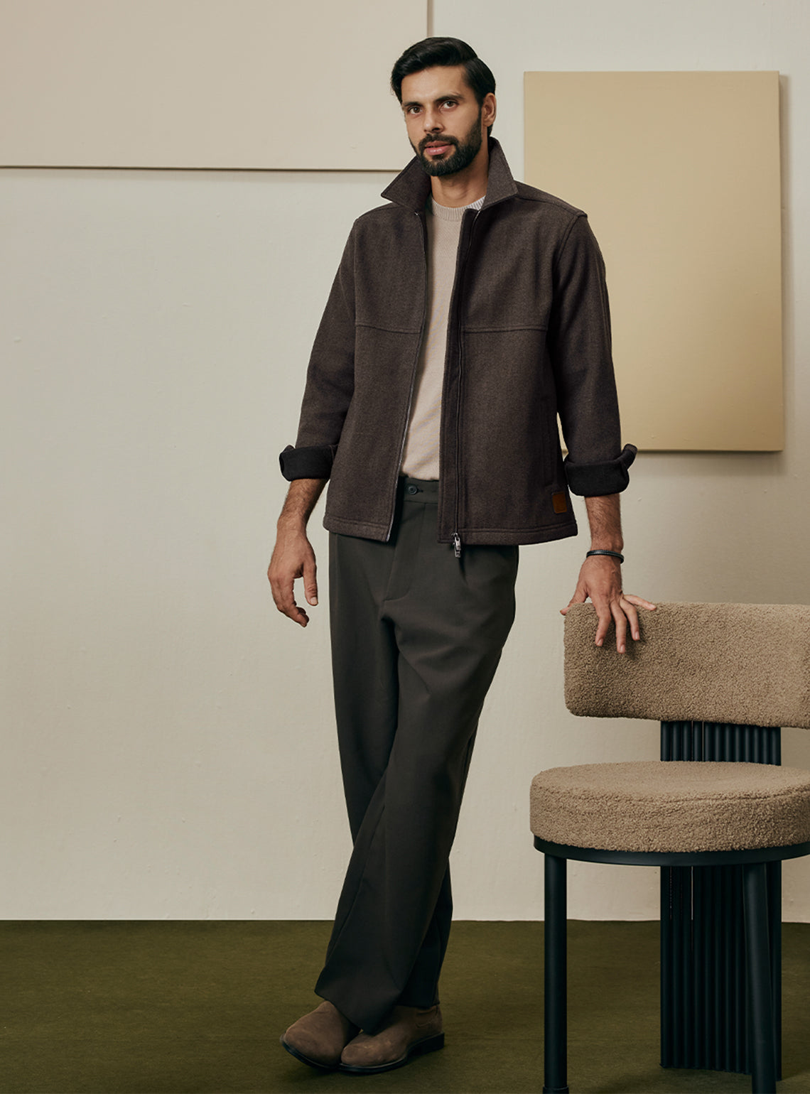 Sienna Brown Poly Rich Tweed Jacket
